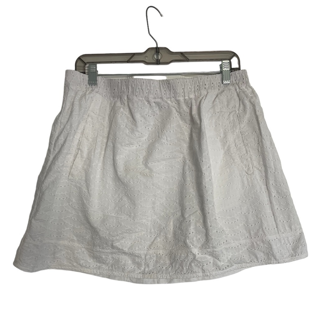 J Crew Skirt Womens White Eyelet Cotton Pull On Pockets